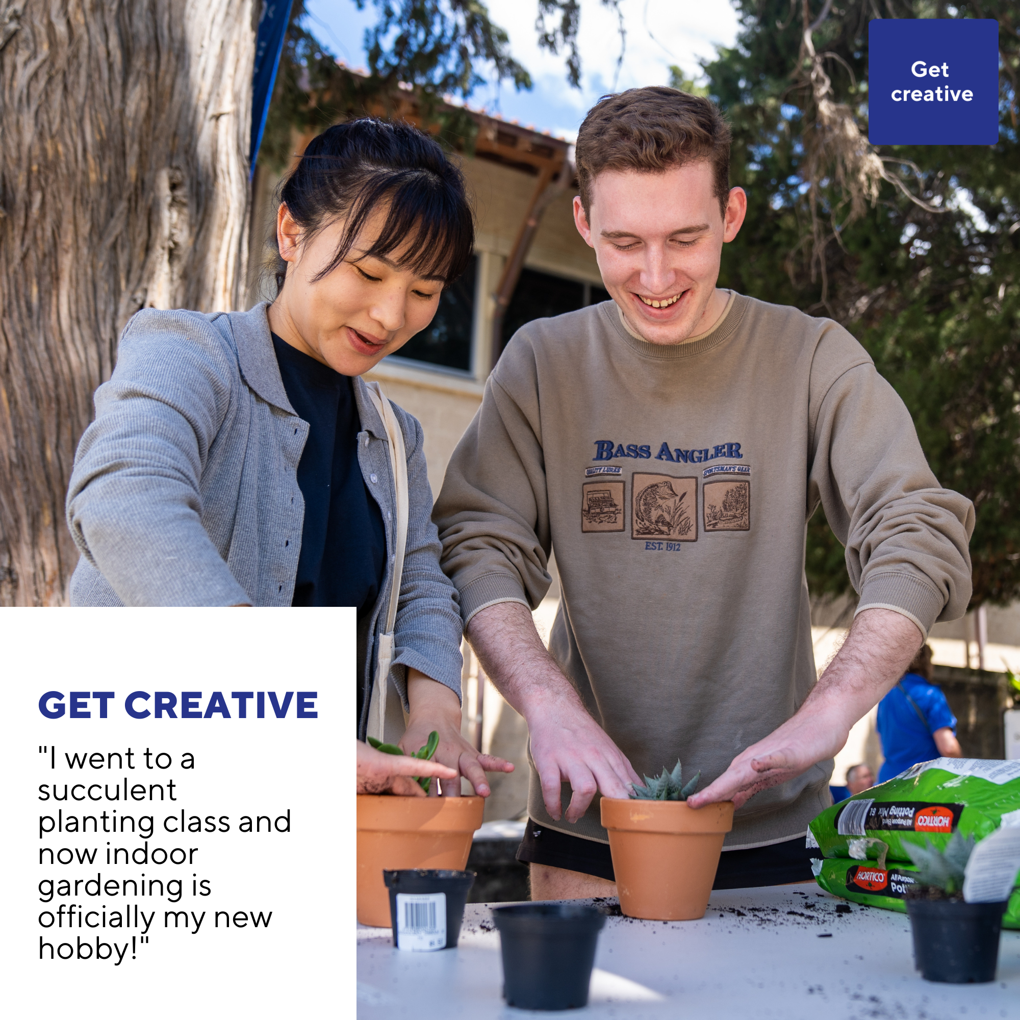 Two students get creative to build their wellbeing at UWA planting succulents